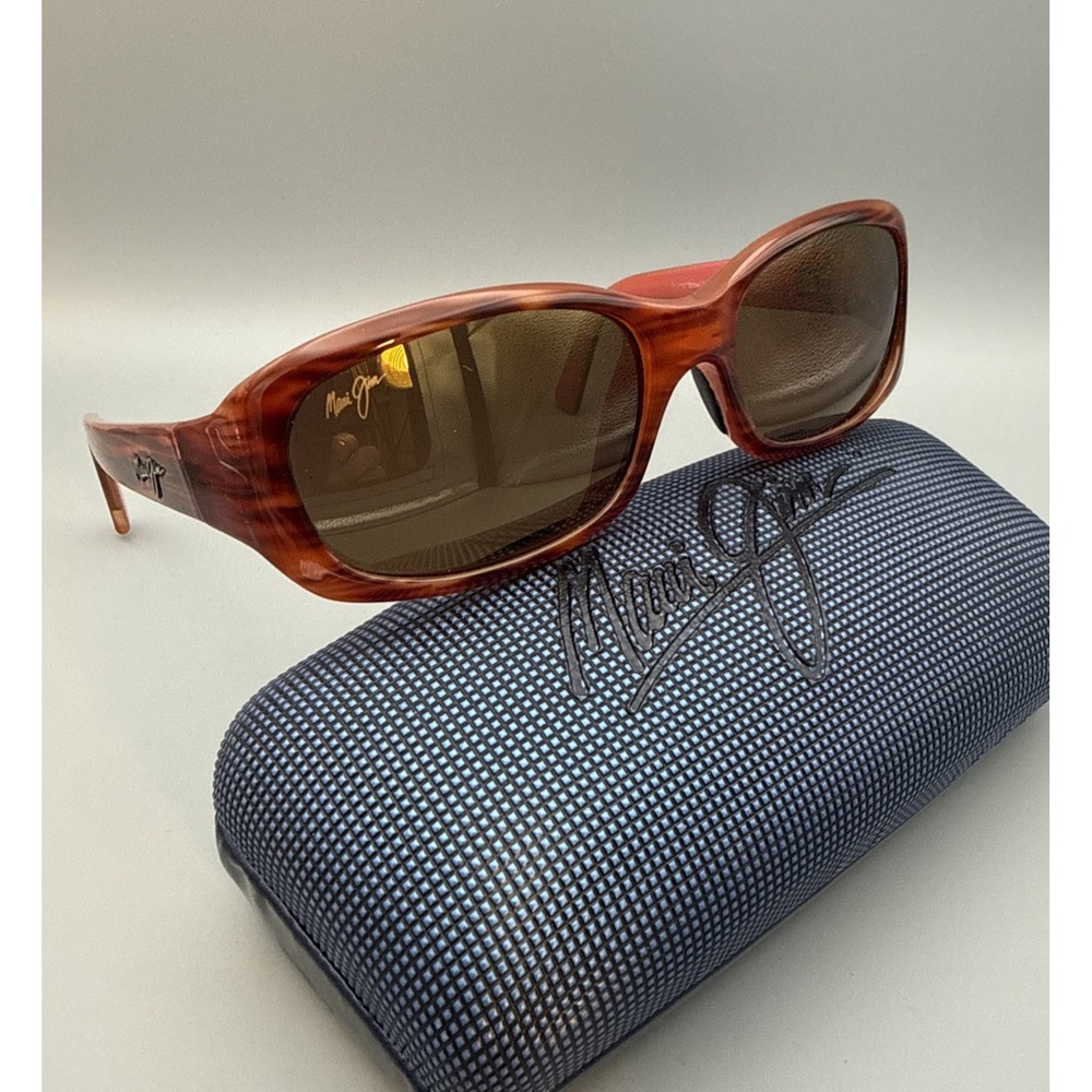 MAUI JIM PUNCHBOWL MJ219-12 TORTOISE PINK HCL BRONZE POLARIZED SUNGLASSES & CASE
